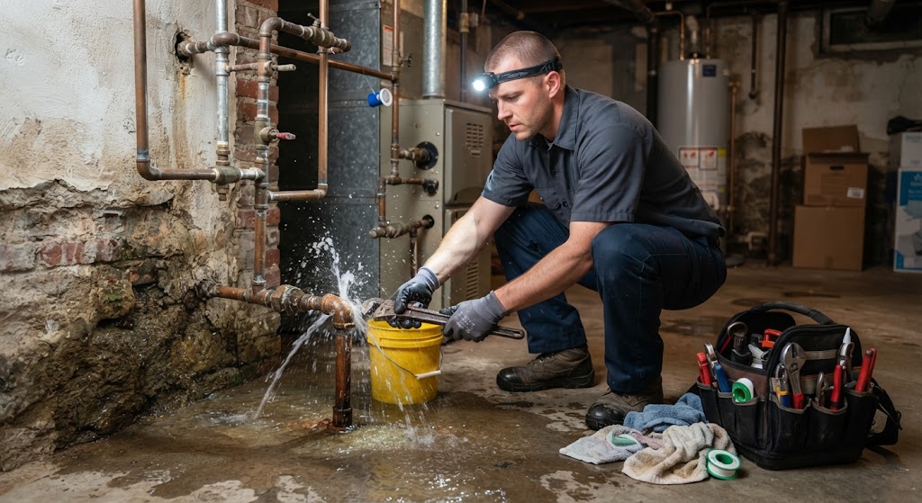Thermal imaging locating a burst pipe emergency Plainfield